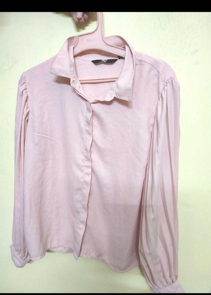Pastel Pink Button-Up Blouse