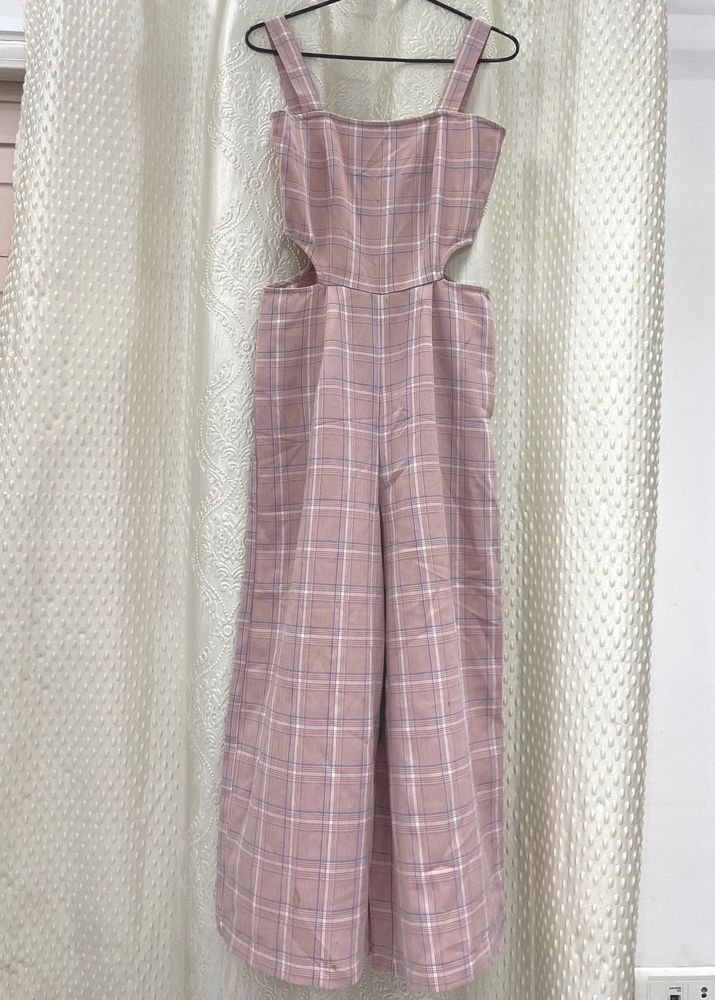 Chic Plaid Cut-Out Jumpsuit