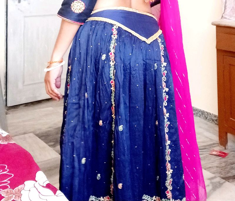 Beautiful Blue Lehnga With Embroidery And Stone Wo