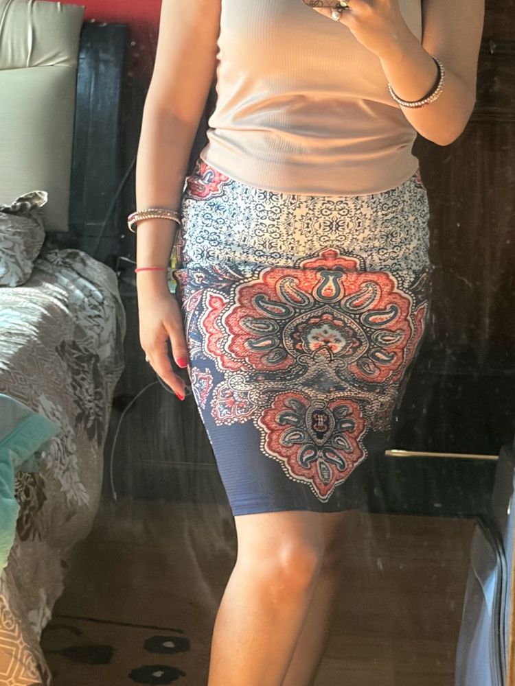 Bohemian Print Pencil Skirt