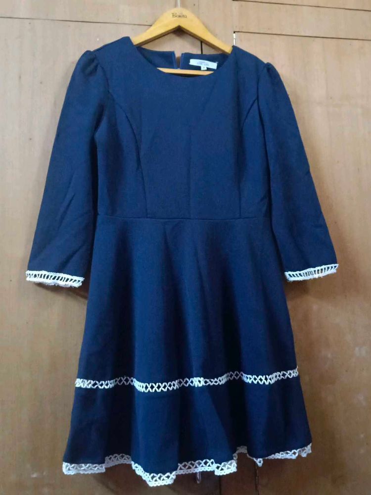 Navy Blue Fit &amp; Flare Dress