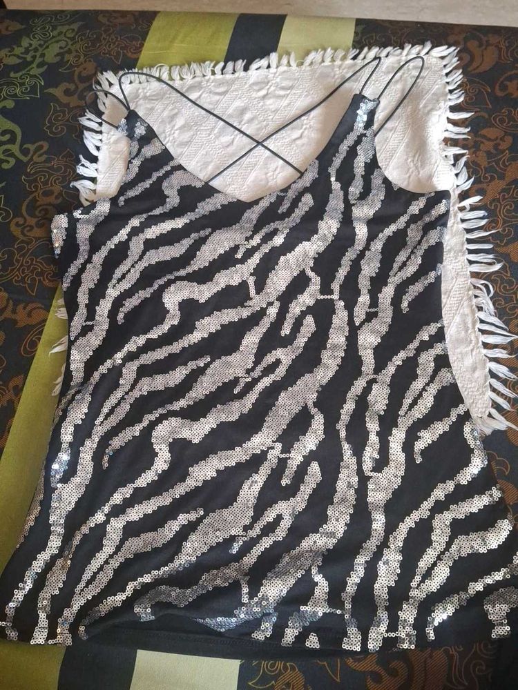 Sequin Zebra Print Cami Top