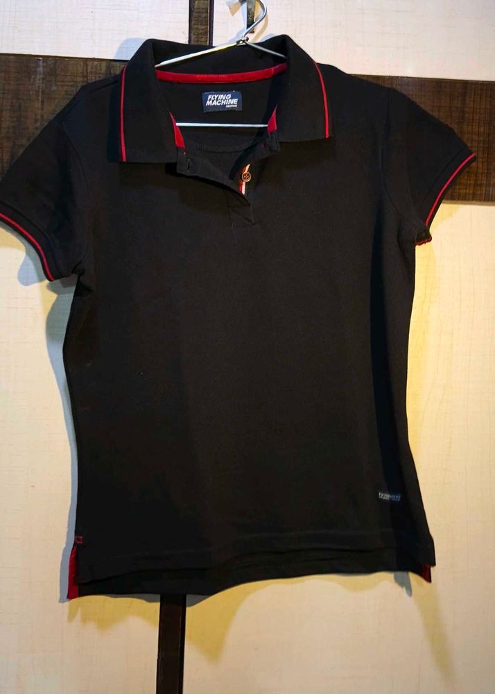 Flying Machine Black Polo T-Shirt