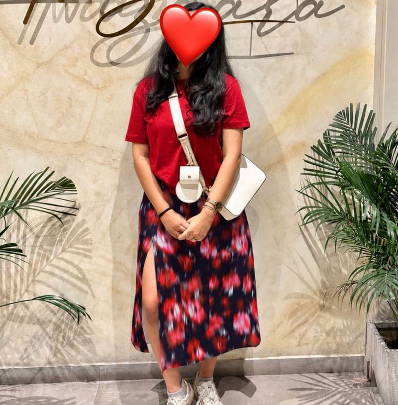 Stylish Floral Print Midi Skirt