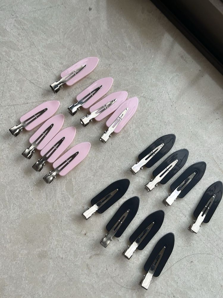 Snap Hair Clips - Pink &amp; Black Set