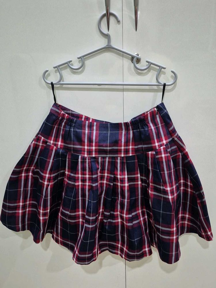 Plaid Flared Mini Skirt