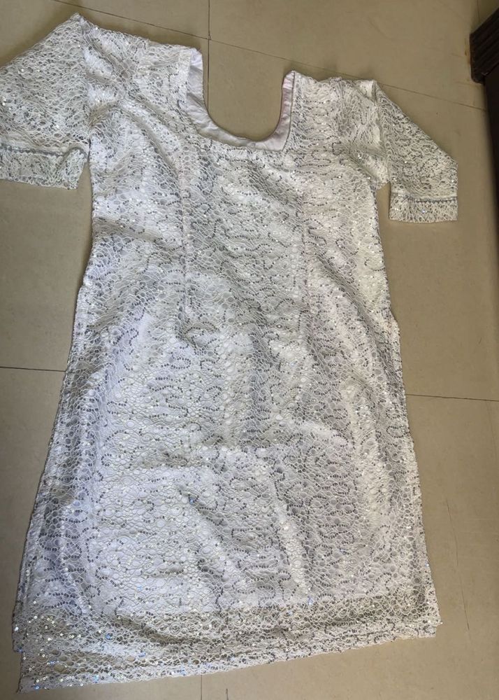 Elegant White Sequined Blouse