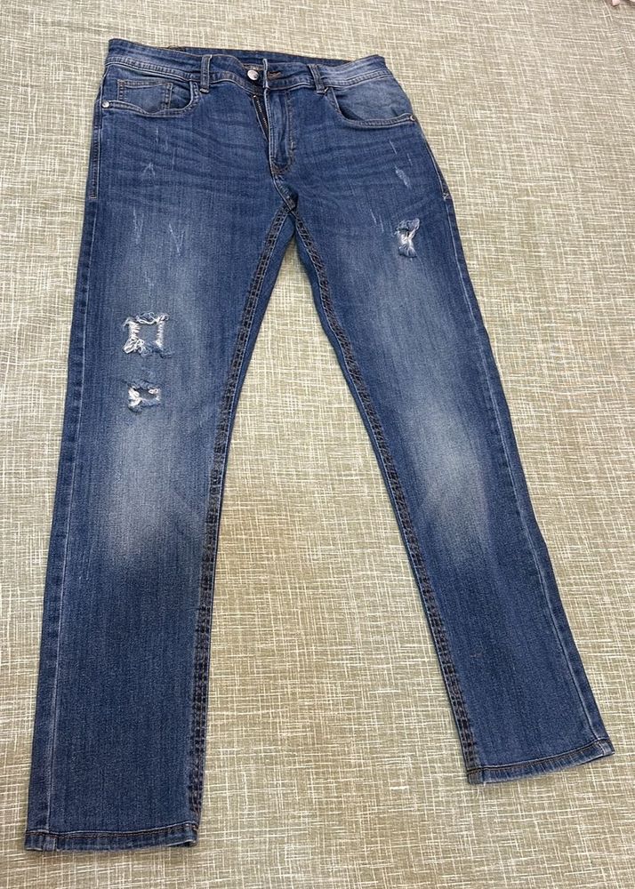 Zara- Ripped Blue Denim Jeans