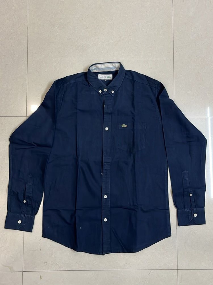 Lacoste Men's Navy Blue Button-Down Shirt