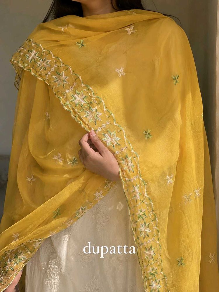 Vibrant Yellow Embroidered Dupatta