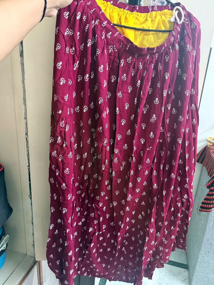 Maroon Floral Print skirt