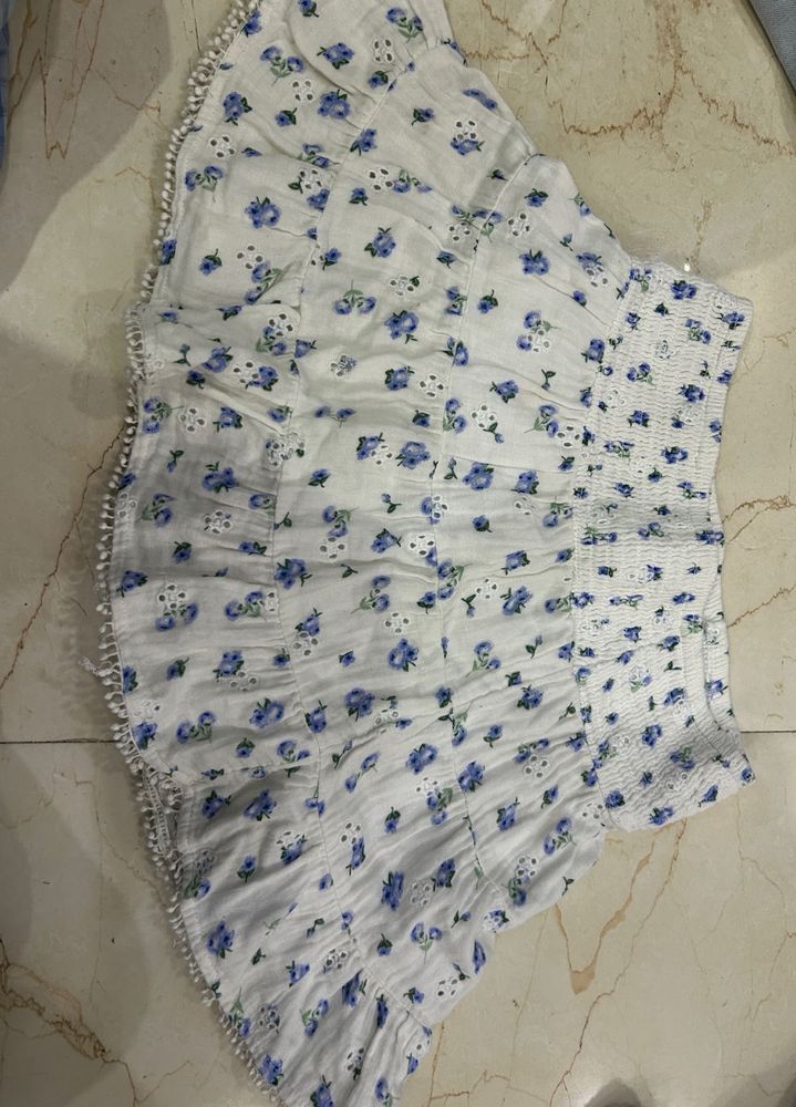 Flowy Blue Floral Skirt