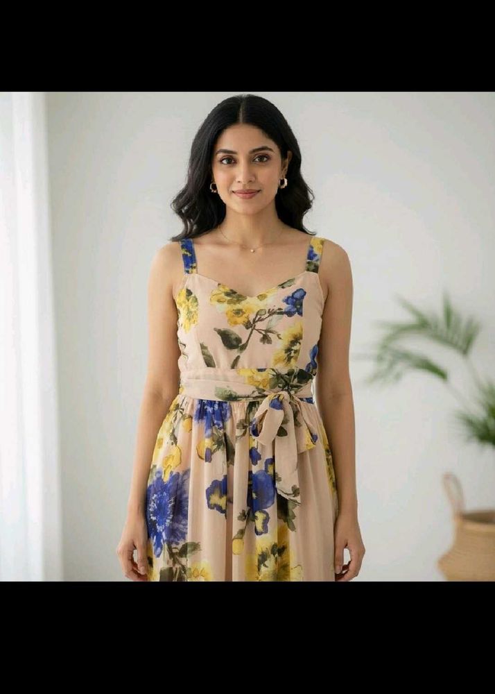 Floral Print Sleeveless Maxi Dress