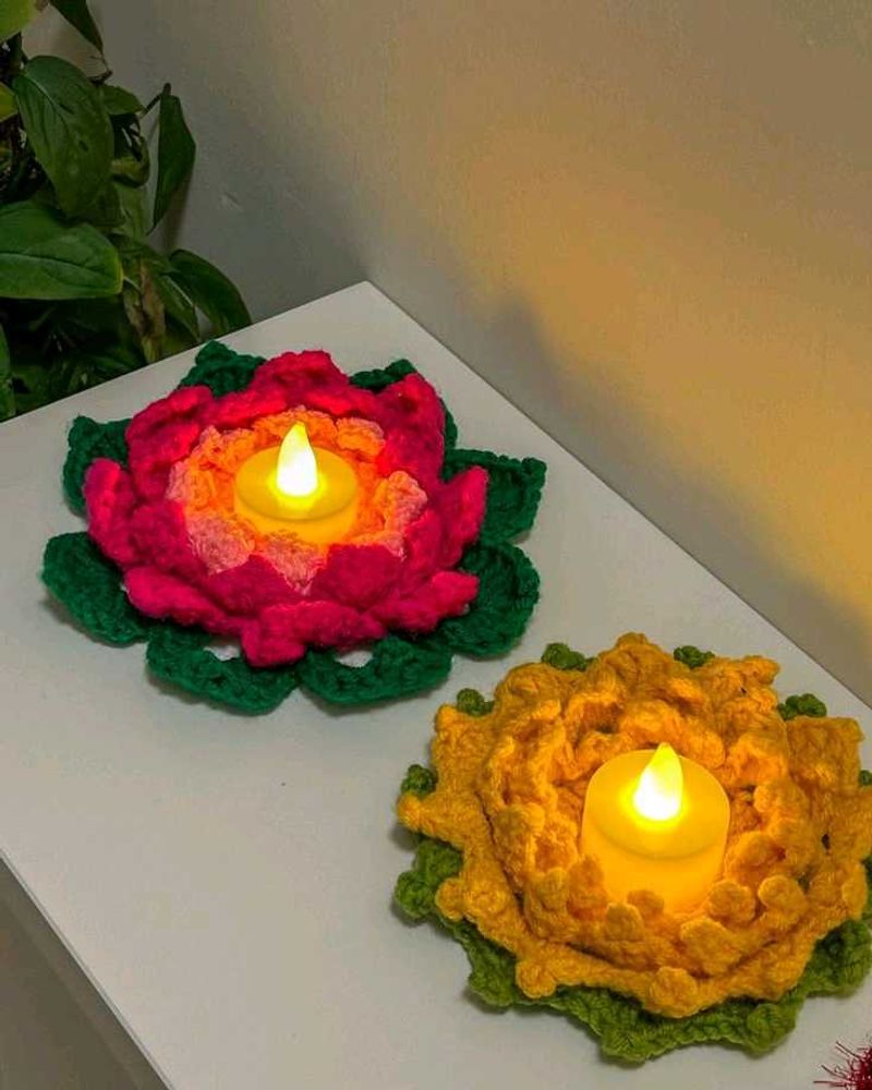 1 Crochet Lotus Candle Holder for 299