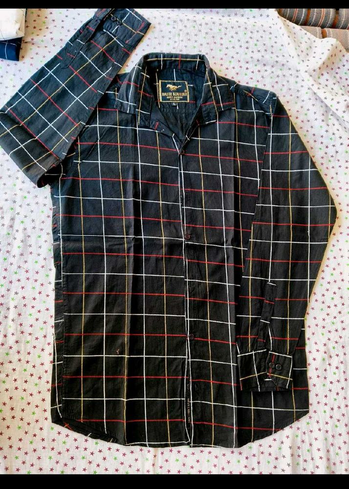 Men's Checked Long Sleeve Shirt L size