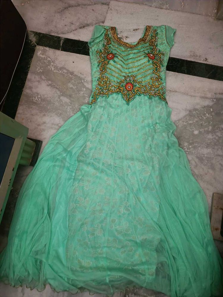 Beautiful Mint Green Ethnic Gown