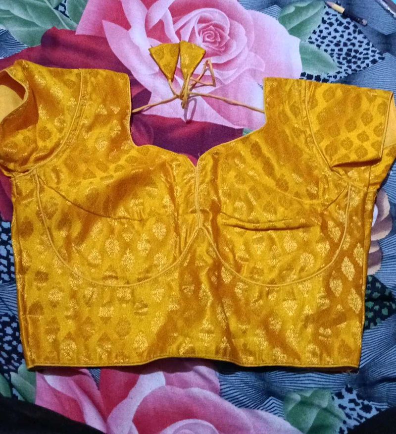 Beautiful Yellow Brocade Blouse