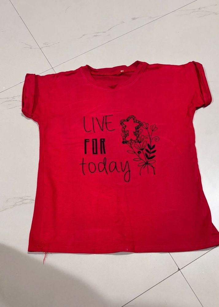 Red "Live For Today" Graphic T-Shirt