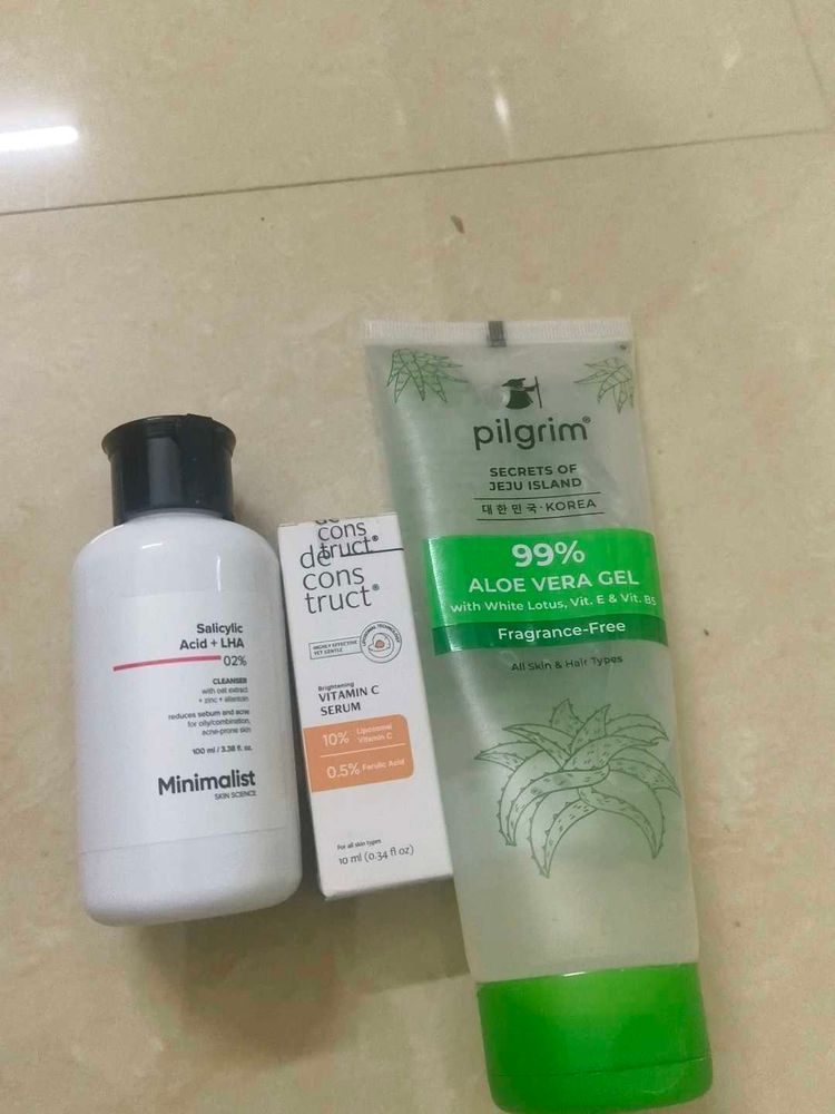 Skincare Trio: Cleanser, Serum &amp; Gel