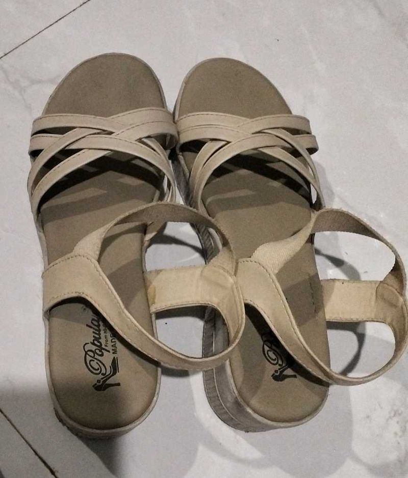 Stylish Beige Strappy Platform Sandals