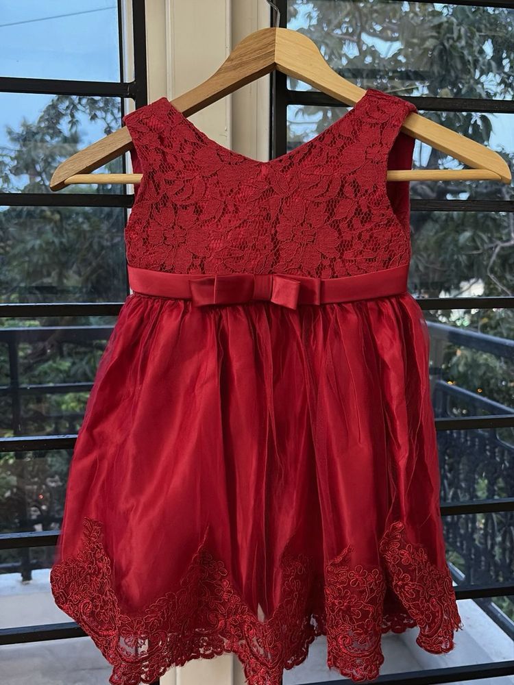 girls Red Lace Dress
