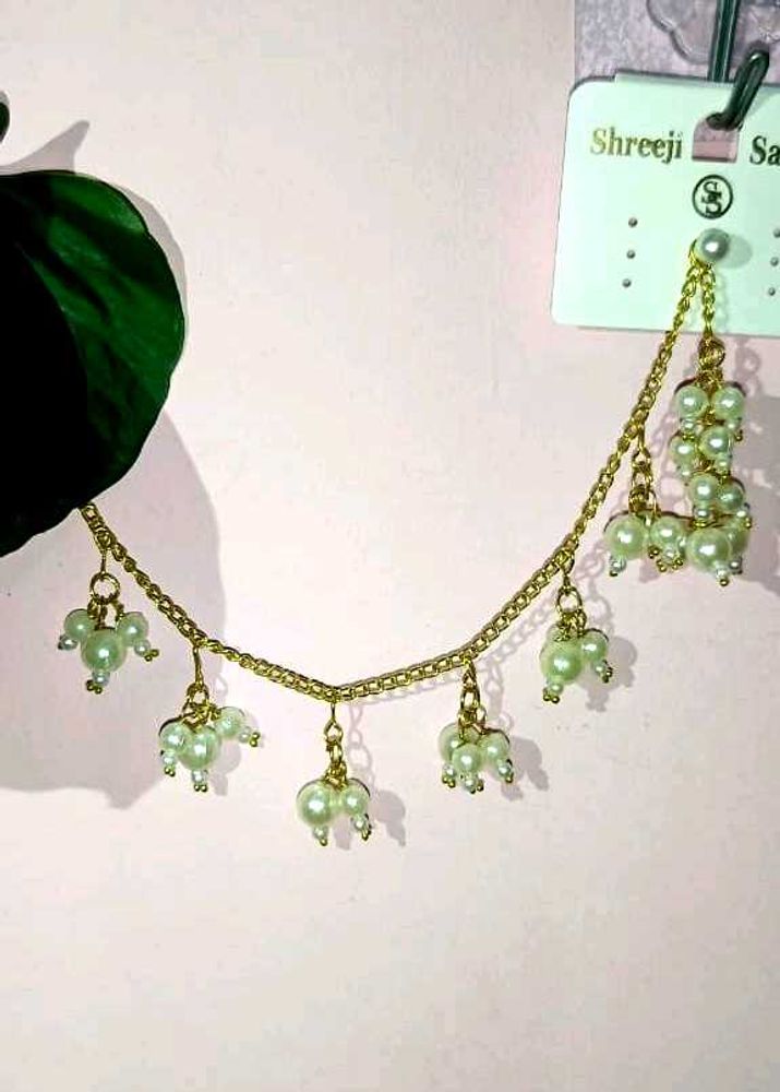 Handmade Pearl Chainnetic earrings with chain