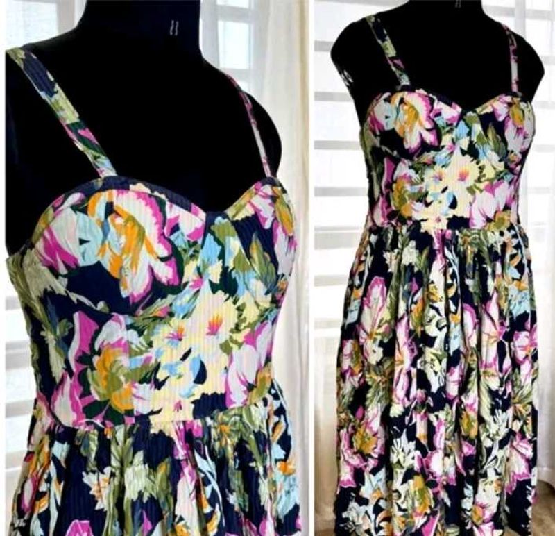 Colorful Floral Print knee length Dress