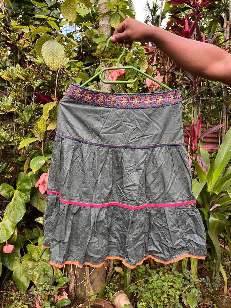 Boho Tiered Embroidered Ethnic Skirt