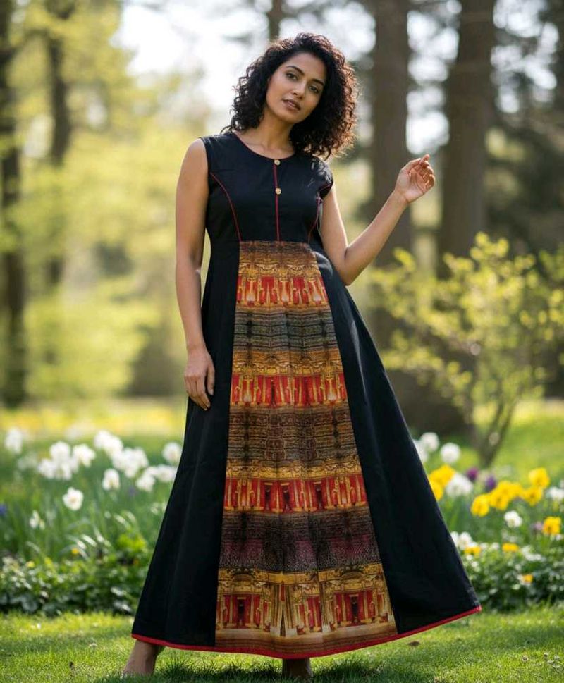 Black Printed Maxi Dress 👗