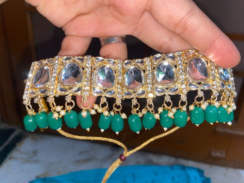 Olive Green Colour Choker Set
