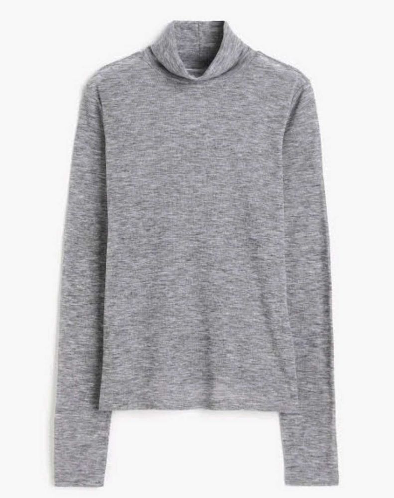 Grey Turtleneck Long Sleeve Top