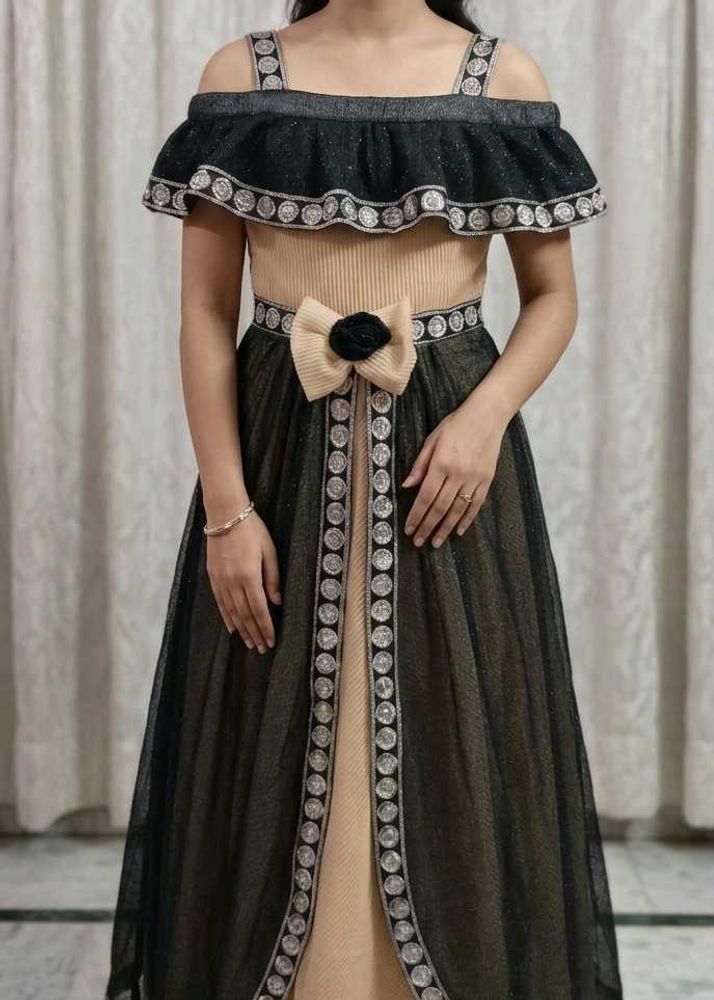 Elegant Black &amp; Beige Gown