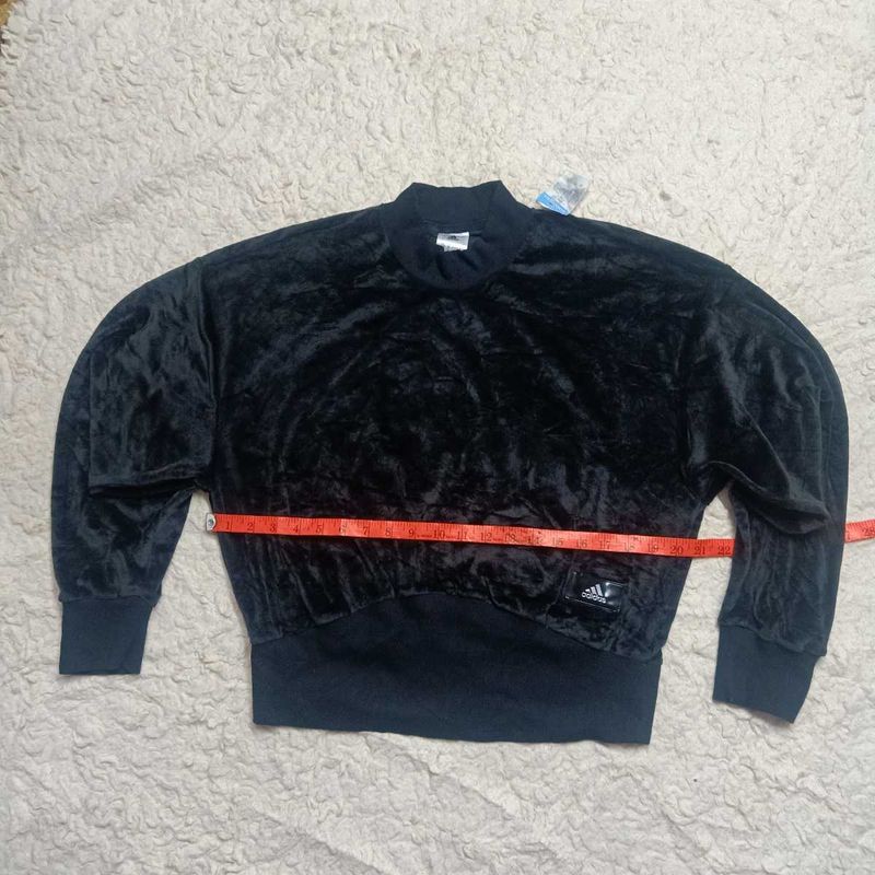 Adidas Black Velvet Cropped Sweatshirt