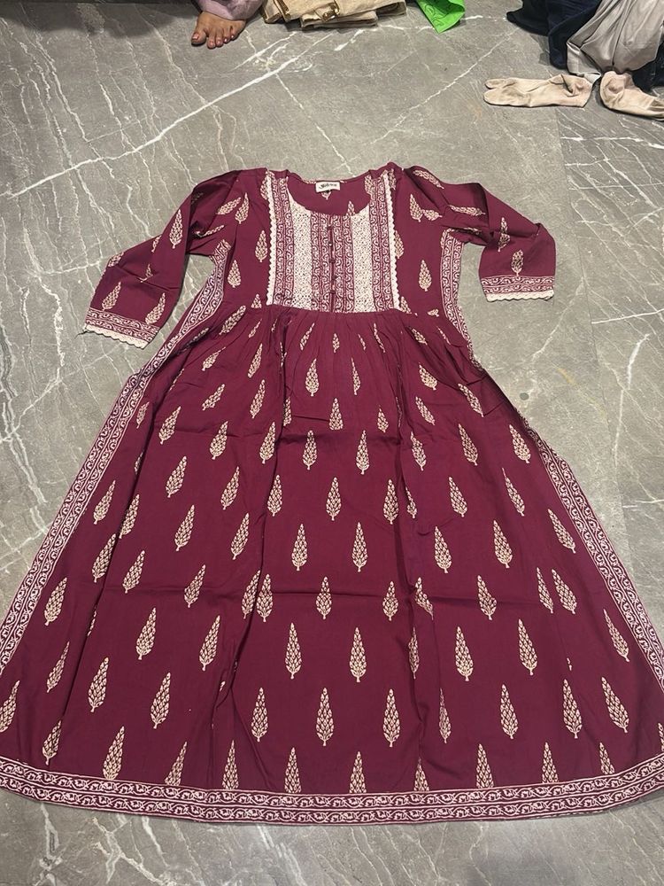 Elegant Maroon Printed Kurta