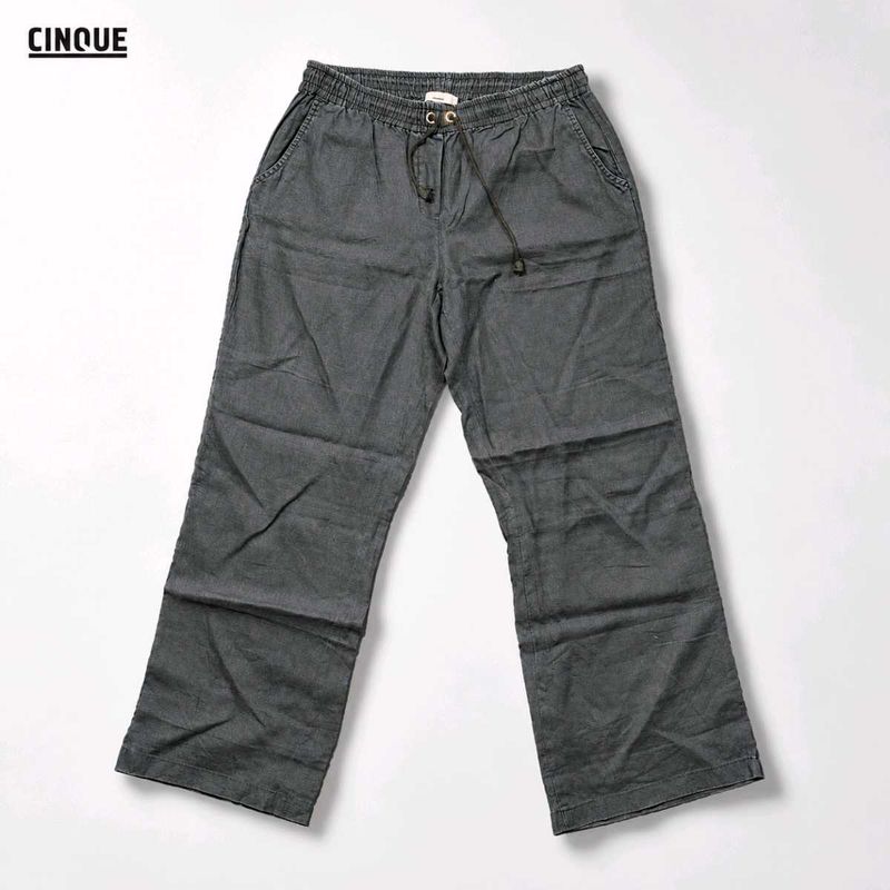 CINQUE Wide-Leg Linen Blend Drawstring Pants