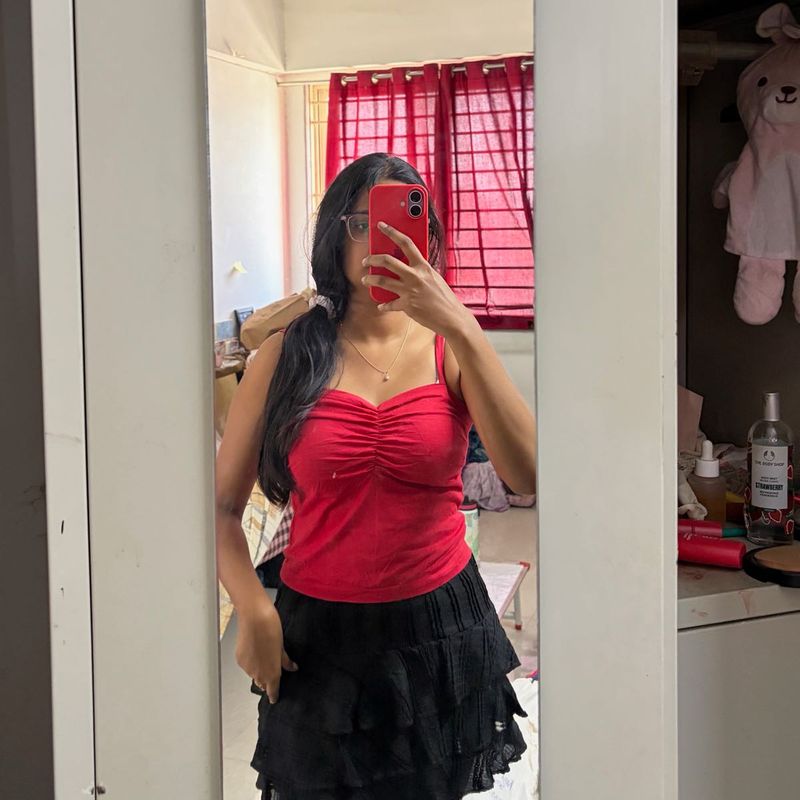 Red Ruched Cami Top