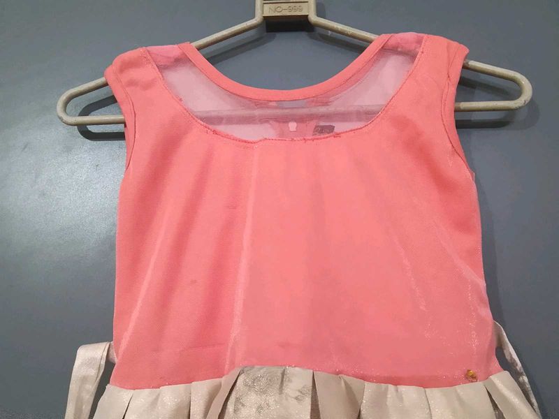 Cute Peach &amp; Beige Frock