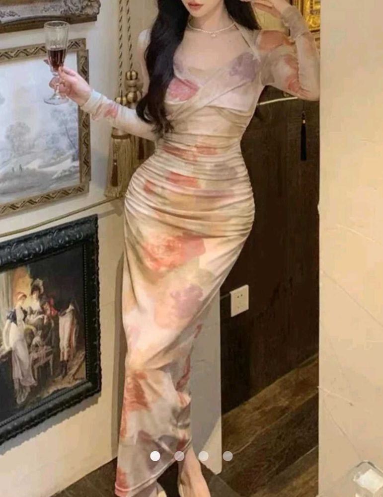 Floral Bodycon Maxi Dress for Women – Brand New
