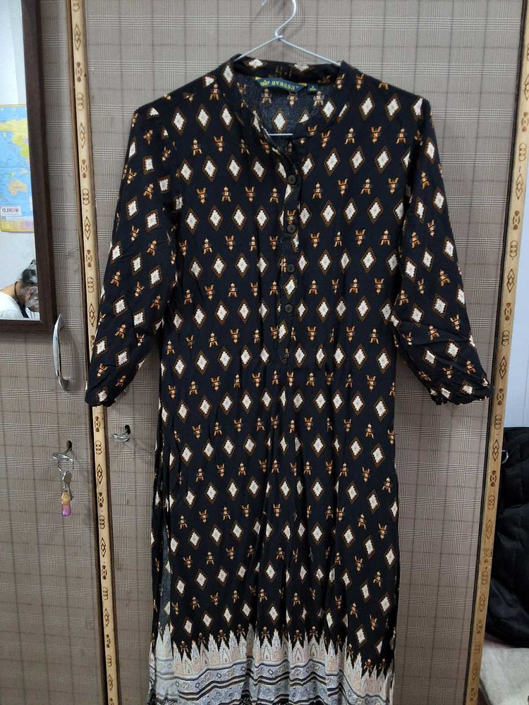 Stylish Black Printed Kurta
