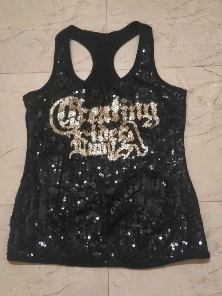 Sparkly Black Sequin Tank Top