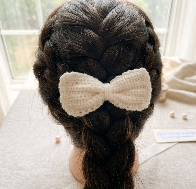 Handmade Crochet Bow 🎀 Hair Clip