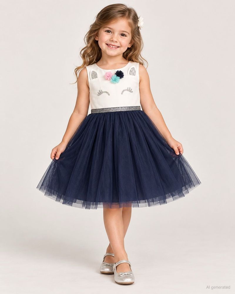 Girls Unicorn Tulle Dress