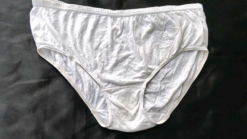 Comfortable White Briefs with Rose Embroidery