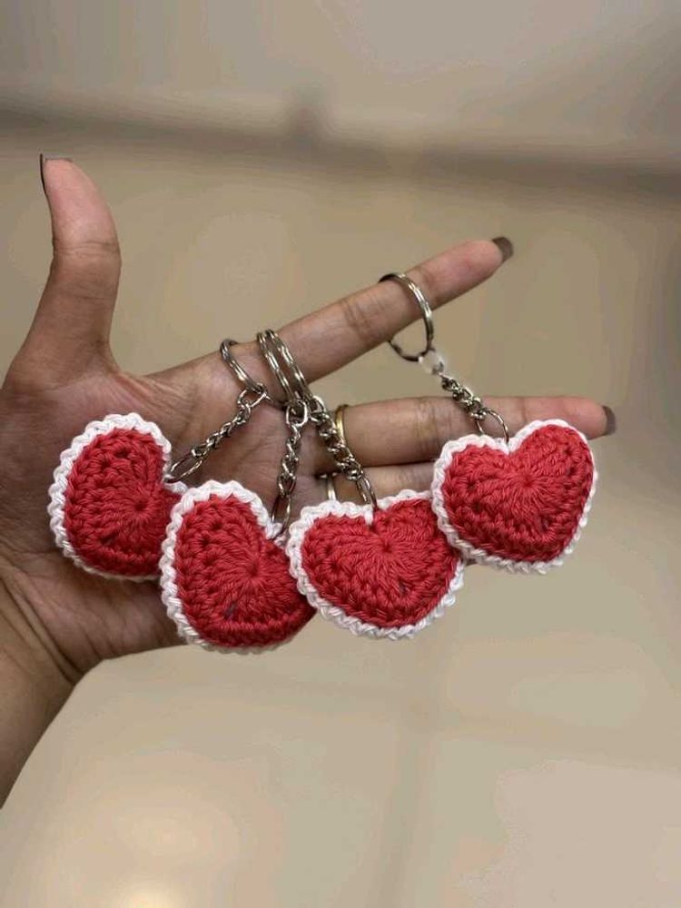 Crochet Heart Keychains