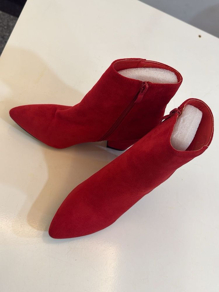 Red Suede Ankle Boots