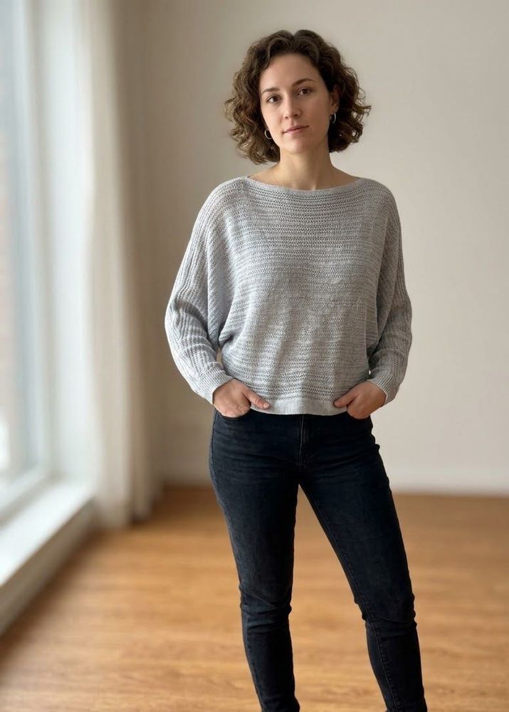 Women's Grey Boat Neck Knit Sweater