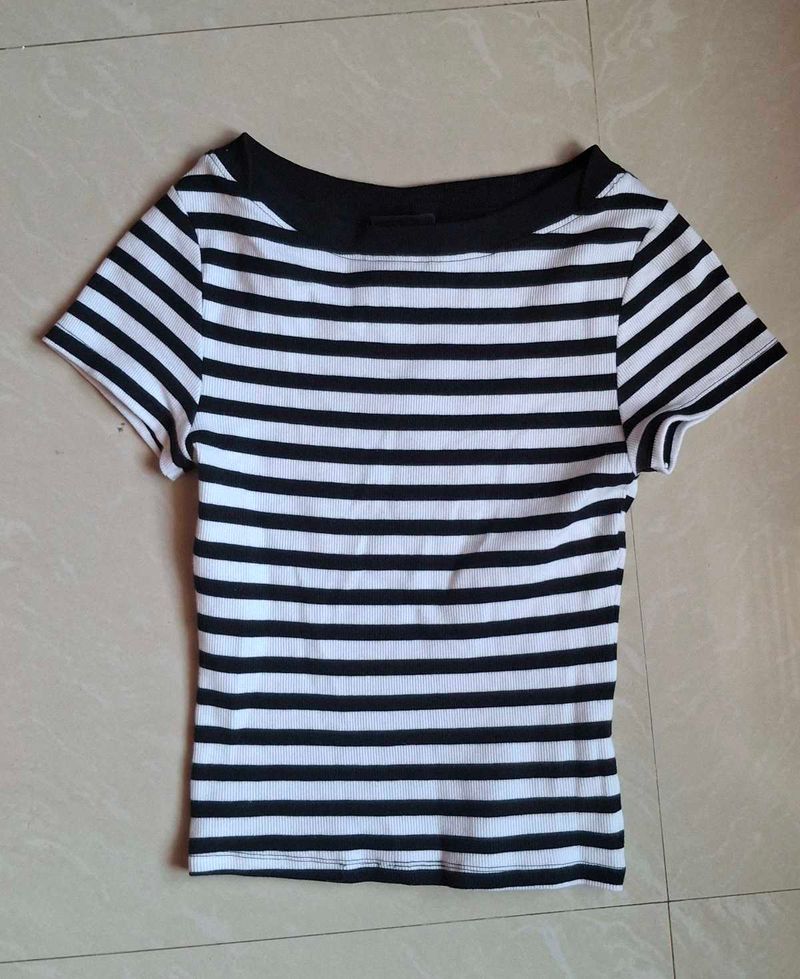 Classic Striped Boat Neck T-Shirt