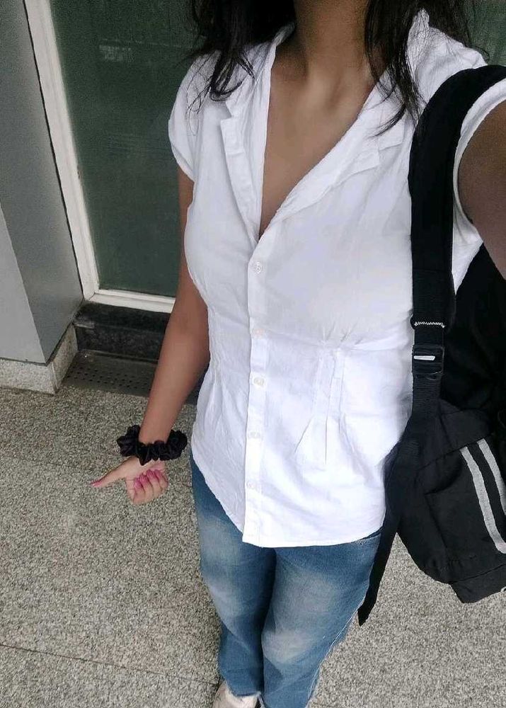 Classic White Button-Down Top