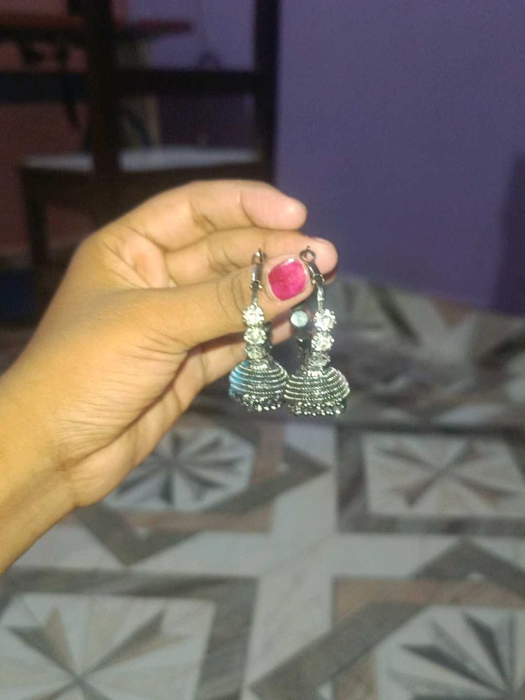 Oxidized Jhumka Earrings