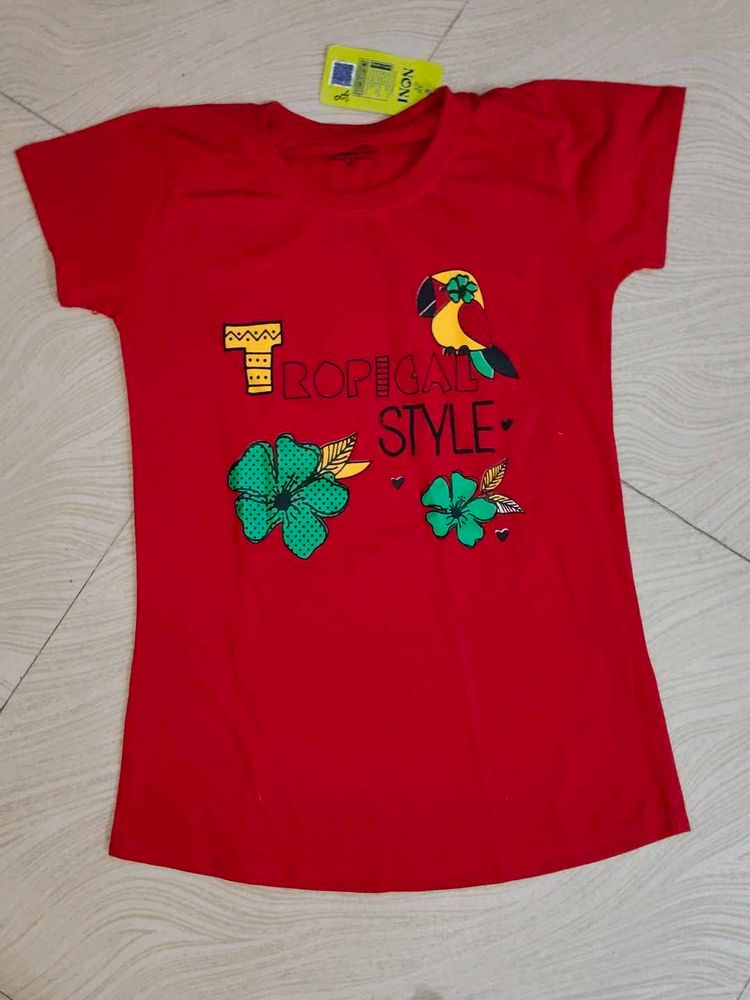 Red Tropical Style T-Shirt